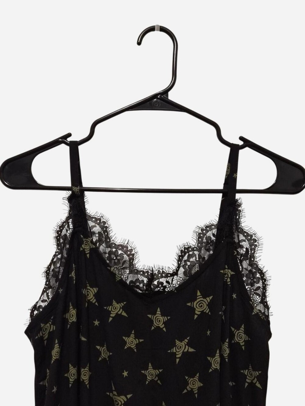 Social Collision Lace-Trim Star Print Mini Dress - Black & Olive